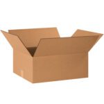 A spread-out, open MH-USA 20 x 16 x 9 corrugated box is showcased against a plain white background.