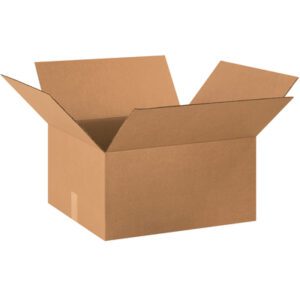 An open MH-USA 20 x 18 x 10 Corrugated Box with extended flaps is shown against a plain white background. The empty box, crafted from brown corrugated paper, comes as part of a convenient 10/Bundle offer.