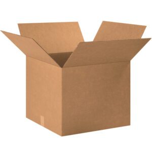 A brown MH-USA 20 x 20 x 16 corrugated box, with open flaps folded outward, is shown on a plain white background. (15/Bundle).