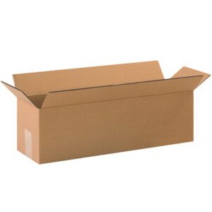 An MH-USA 20 x 6 x 6 long corrugated box with extended flaps rests against a plain white background.