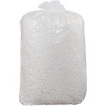 The MH-USA 20 Cubic Feet White Loose Fill is packed in a clear plastic bag filled with white foam peanuts and securely tied at the top.
