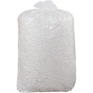 The MH-USA 20 Cubic Feet White Loose Fill is packed in a clear plastic bag filled with white foam peanuts and securely tied at the top.