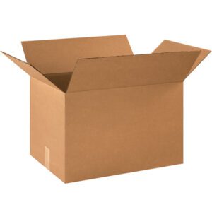 Open brown cardboard box with flaps extended against a white background. The MH-USA 21 x 14 x 14 corrugated box is ideal for versatile storage and comes in handy bundles of 20.