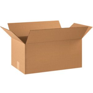 An open MH-USA 22 x 12 x 10 corrugated cardboard box with flaps outward is displayed against a white background. Sold in bundles of 20, it offers reliable, durable packaging with a simple presentation for various needs.