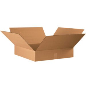 The MH-USA 22 x 22 x 4 Flat Corrugated Box from a bundle of ten is shown open with its flaps extended outward against a plain white background.