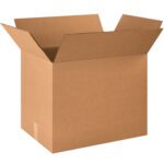Open MH-USA 23 x 16 x 18 5/8 corrugated box from a 15-per-bundle set with flaps spread outward, placed on a plain white background.