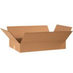 The MH-USA 24 x 14 x 4 flat corrugated box from a 25-piece bundle is displayed against a white background with four flaps open.