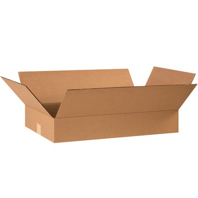 24144.jpg The MH-USA 24 x 14 x 4 flat corrugated box from a 25-piece bundle is displayed against a white background with four flaps open.