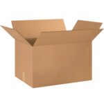 The MH-USA 24 x 16 x 14 corrugated box opens wide to reveal its spacious interior. Its smooth, plain brown surface is ideal for storage or shipping, and each bundle conveniently includes 15 boxes.