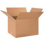 The open MH-USA 24 x 20 x 16 corrugated box from the 10/Bundle set sits on a white background, its flaps spread outward invitingly.