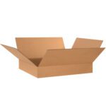 A bundle of MH-USA 24 x 20 x 4 Flat Corrugated Boxes (20/Bundle) is displayed with unfolded flaps against a plain white background.