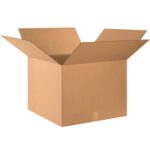 An open MH-USA 24 x 24 x 18 Corrugated Box with raised flaps, set against a white background, is available in a pack of 10 per bundle.