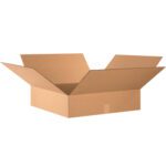A bundle of ten MH-USA 24 x 24 x 6 flat corrugated boxes, each open and in good condition, sits against a white background with slightly angled flaps, ideal for packing or shipping items.