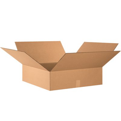 24247.jpg An open MH-USA 24 x 24 x 7 flat corrugated box with outward-flapped design set against a plain white background, highlighting its durable brown cardboard construction. Sold in bundles of ten.