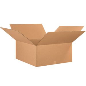 An empty MH-USA 25 x 25 x 12 corrugated box with extended flaps sits against a white background, part of a bundle of 15.