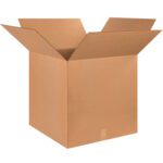 The MH-USA 25 x 25 x 25 Corrugated Boxes are medium-sized, brown, and perfect for packing or shipping. Displayed open with flaps outspread on a white background, they come in convenient bundles of 10.