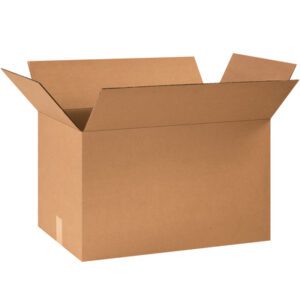 The MH-USA 26 x 16 x 16 corrugated box, part of a bundle of 15, is shown with open top flaps revealing its spacious interior. Ideal for shipping or storage, this plain, brown container sits against a simple background.