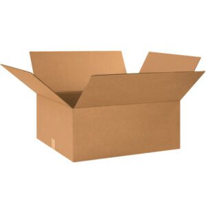 An open MH-USA 26 x 20 x 10 corrugated box with flaps extended outward on a white background showcases its durable and versatile packaging. Available in bundles of 15.