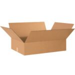 An MH-USA 26 x 20 x 8 corrugated box, part of a bundle of 15, is open with flaps partially folded outward on a white background. Its natural brown color embodies typical corrugated packaging.