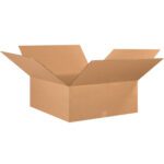 The MH-USA 26 x 26 x 10 corrugated box is shown open with four flaps extended outward against a plain, white background.