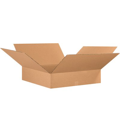 26266.jpg The open MH-USA 26 x 26 x 6 Flat Corrugated Box (10/Bundle) with brown flaps extended outward rests against a plain white background.