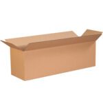 On a white background, an empty but sturdy brown rectangular cardboard box with open flaps can be seen. It is a MH-USA 26 x 8 x 8 long corrugated box, perfect for packaging or storage and sold in bundles of 25.