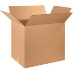 An open cardboard box with flaps extended on a white background resembles the versatile MH-USA 28 x 20 x 25 Corrugated Boxes (10/Bundle), perfect for any packing needs.