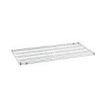 The Metro Super Erecta 3060NC Industrial Wire Shelf, Chrome, 30 x 60, features a grid pattern that complements storage or organization systems with its minimalist design and functionality against a clean, white backdrop.
