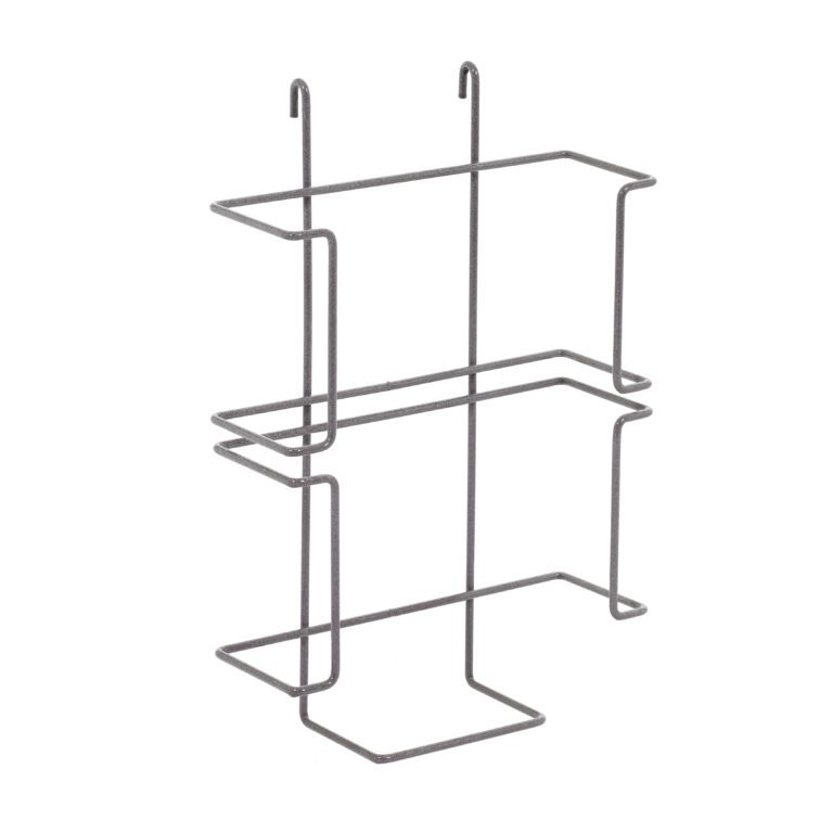 Inspired by the Metro GBHHK4-T, this metal wall mount features two tiers of rectangular shelves perfect for SmartWall. Its minimalist open-frame design, with easy-hanging hooks and a chic metallic finish, offers an industrial style ideal for efficient item organization.