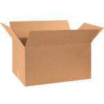 Displayed against a plain white background, the open MH-USA 30 x 18 x 16 Corrugated Boxes (15/Bundle) features flaps extended outward.