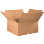 A medium-sized MH-USA 30 x 30 x 16 corrugated cardboard box, with flaps outward against a white background, is perfect for packaging and shipping; sold in bundles of ten.