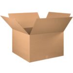 An open MH-USA 30 x 30 x 20 corrugated box with flaps extended outward, displayed against a white background.