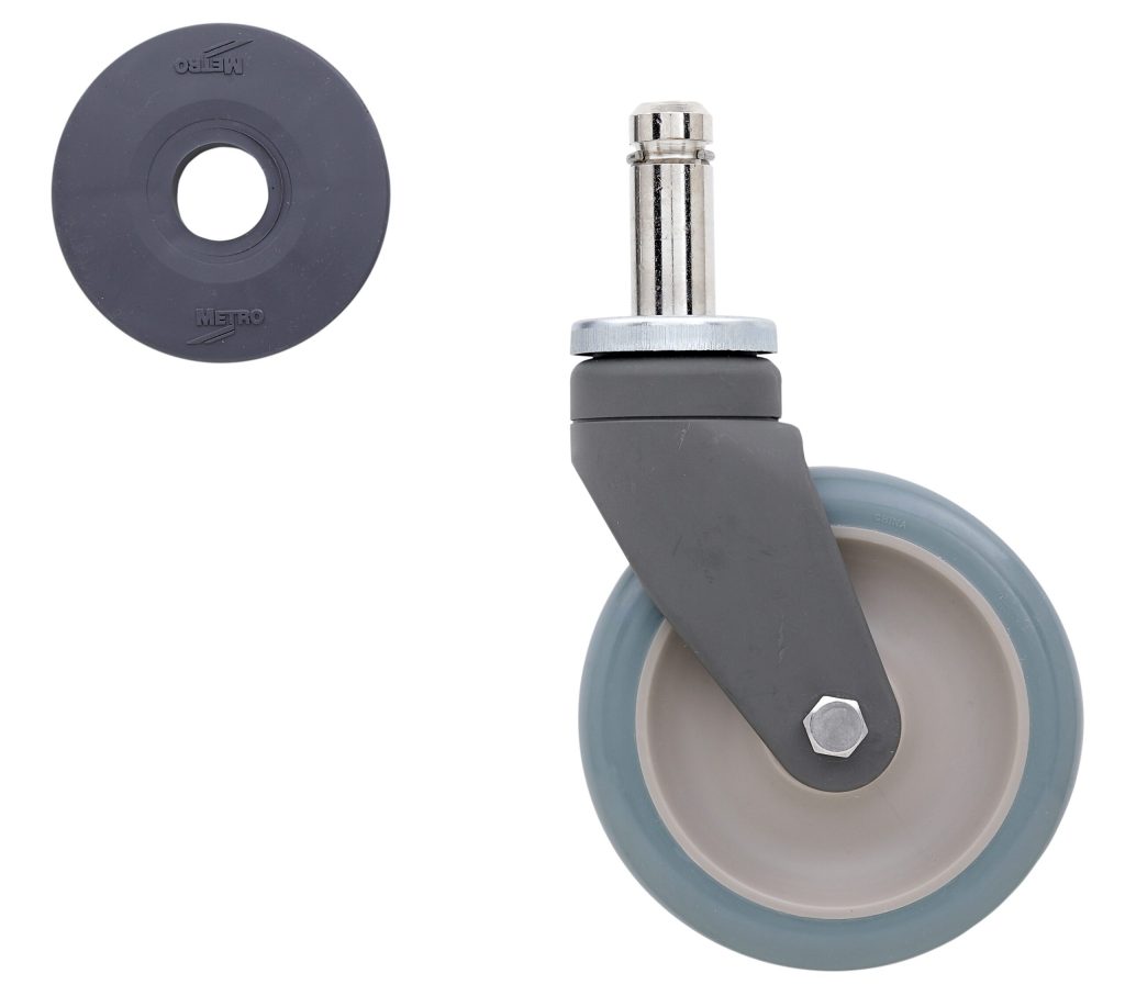 5" Antimicrobial Polyurethane Swivel Stem Caster for Super Erecta Industrial Wire Shelving Racks