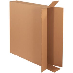 An MH-USA 40 x 6 x 36 side-loading box with flaps stands upright against a white background. The sturdy brown box is perfect for packaging or moving, offered in bundles of 20.