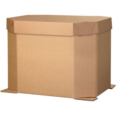 463836OCT.jpg The MH-USA 46 x 38 x 36 Octagon Bottom Bulk Bin features reinforced corners and sturdy construction, holding up to 1300 lbs. It stands securely against a plain white background.
