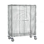 The Metro SEC55EC Super Erecta Mobile Security Shelving Unit in chrome measures 27.25 x 52.75 x 67.9375. This large metal wire cage on four wheels includes a door latch, making it ideal for secure transport or storage.
