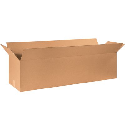 481212.jpg A long cardboard box with extended flaps sits against a white background. This empty brown box is one of the MH-USA 48 x 12 x 12 Long Corrugated Boxes (10/Bundle) and looks ready for use.