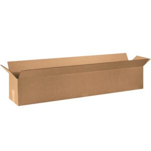 A MH-USA 48 x 8 x 8 Long Corrugated Box from a bundle of 20 is displayed with its flaps folded outward on a plain white background.