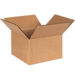 An open MH-USA 5 x 5 x 3 corrugated box with extended flaps sits on a white background, showcasing its empty brown interior. Sold in bundles of 25, these boxes offer a durable and simple solution for packaging needs.