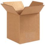 An upright brown cardboard box with open flaps on a white background, similar to MH-USA 5 x 5 x 6 Corrugated Boxes (25/Bundle).
