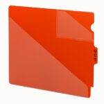 The Smead End Tab Poly Out Guide in red, with a center position tab and two-pocket style, enhances organization vibrancy. This extra-wide letter size folder is part of the 50 per box collection (61960) and stands out with its bold color.