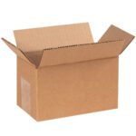 An open, empty MH-USA 6 x 3 x 3 Long Corrugated Box from the 25/Bundle set, featuring extended flaps on all sides. The sturdy, plain brown corrugated cardboard box is displayed against a white background.