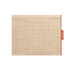 The Smead End Tab Out Guides (63910) are manila, legal-sized folders featuring a 1/5-cut center tab labeled OUT. They include printed data columns and a date-and-action grid.