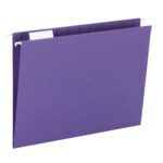 The Smead Hanging File Folder, 1/5-Cut Adjustable Tab, Letter Size in vibrant purple (64072) is ideal for organizing your letter-size papers. Comes with 25 folders per box.