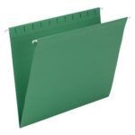 The Smead Hanging File Folders, Letter Size (64428), in dark green, include sturdy metal hooks for easy cabinet use and come 25 per box.