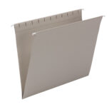 The Smead Hanging File Folders, Letter Size, Gray, 25 per Box (64431), come with plastic hooks for easy suspension and have expandable sides to neatly hold documents.