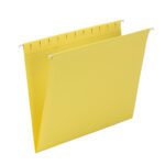 The Smead Hanging File Folders, in letter size and yellow, feature sturdy metal hooks. Sold as 25 per box (64441), theyre perfect for efficient document organization.