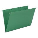 The Smead Hanging File Folders, Legal Size in Dark Green (64478), are perfect for filing cabinets, offering a generous document capacity with metal hooks on both sides. Each box contains 25 folders for ample organization.