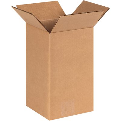 6610.jpg The MH-USA 6 x 6 x 10 Tall Corrugated Boxes (25/Bundle) stand upright on a white background with outward spread flaps, offering durability and practicality for diverse needs.