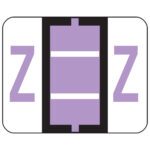 A rectangular icon has a central purple battery symbol with Z on both sides, like a Smead BCCR Bar-Style Label in lavender (67096). The battery includes two horizontal white lines and a thick black border, similar to label rolls.